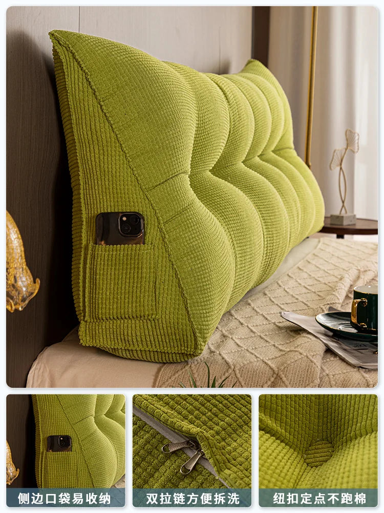 KIMLUD, Long Pillow Headboard Cushion Triangle Large Back Bed Soft Bag Pillow Can Be Disassembled and Washed Bedroom Sofa, KIMLUD Womens Clothes