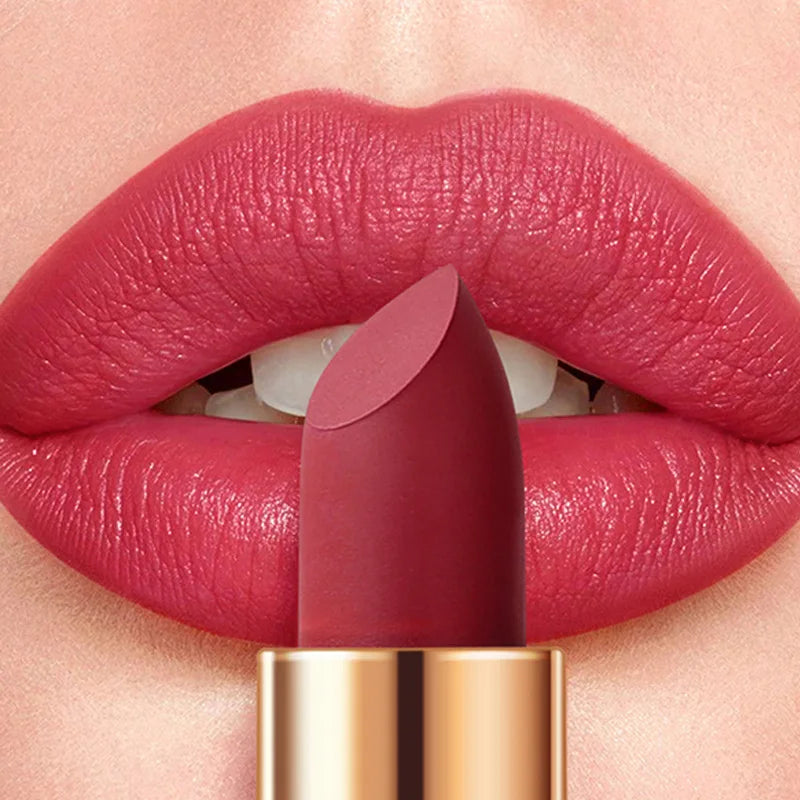 Matte Sexy Nude Red Silky Lipstick 8 Colors Waterproof Long Lasting and Nonstick Cup Moisturizing Lipstick Makeup Cosmetics 4g