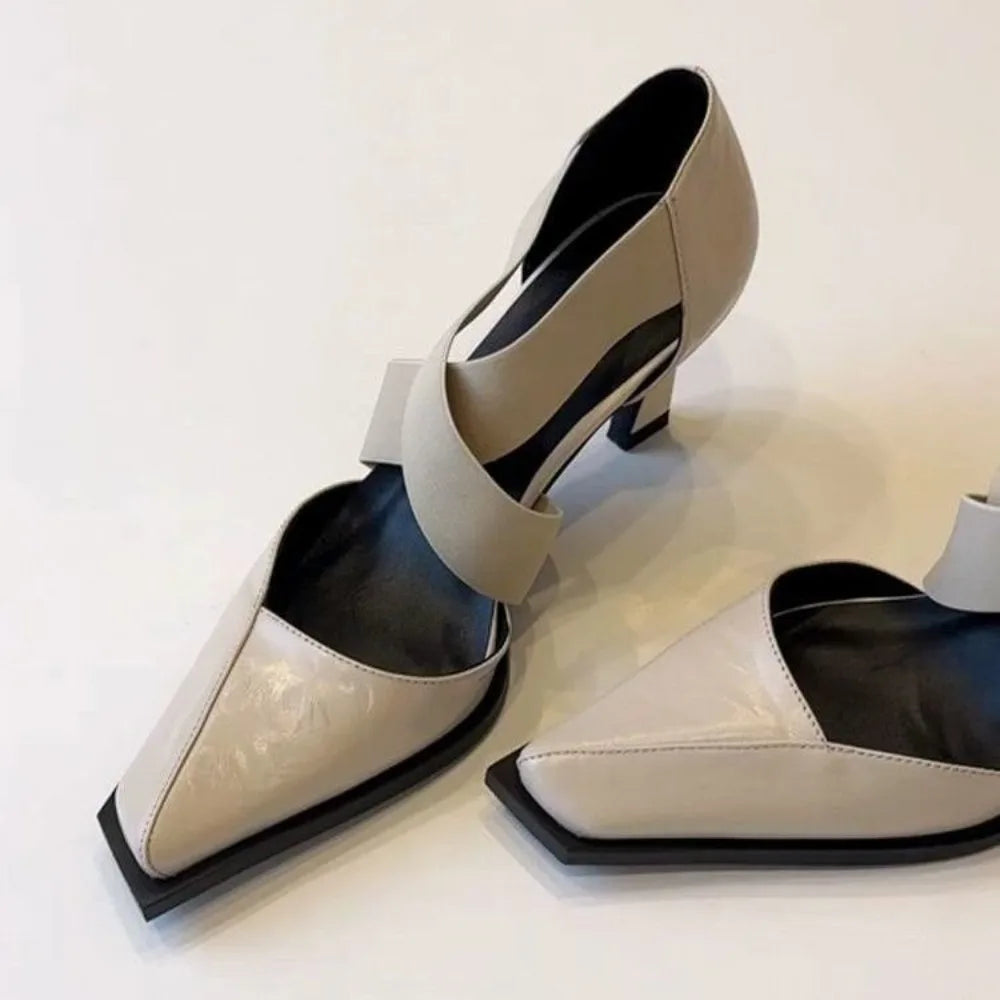 Mary Jane Shoes – Cross Elastic Strap – Square Toe Silhouette | KIMLUD