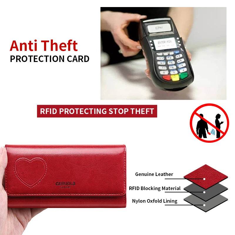 Wallet – RFID Anti-Theft – Leather Split Cow – Large Capacity | KIMLUD