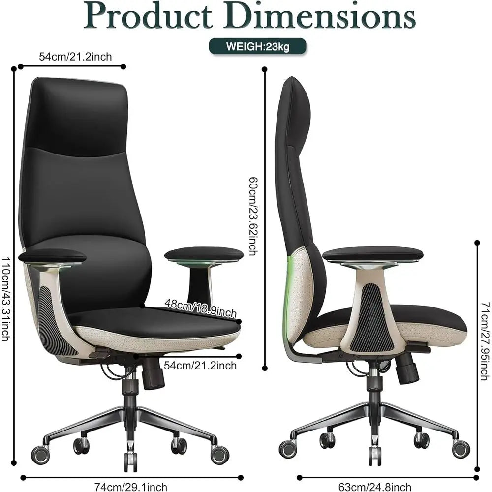 Leather Executive High-Back Chair — Black | KIMLUD