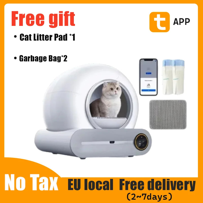 Self-Cleaning Automatic Cat Litter Box Enclosed 65L — White | KIMLUD