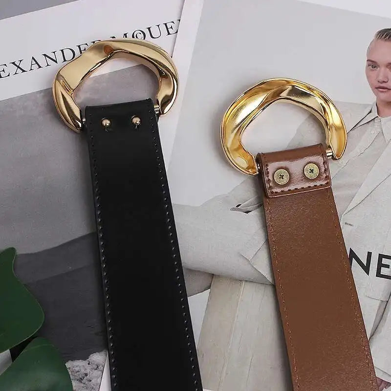 Belts – Irregular Cowhide Waist Decoration – PU Leather | KIMLUD