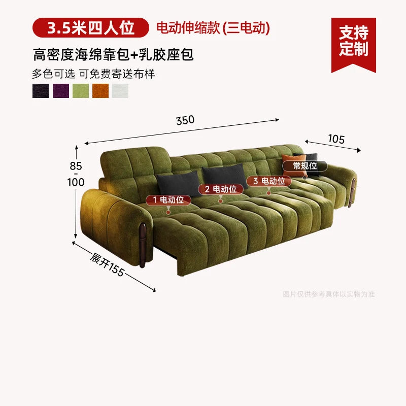 Chinese Style Living Room Sofa Multifunctional Smart Seating — Olive Green | KIMLUD