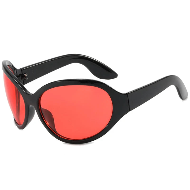 Oversized Oval Frame Sunglasses UV400 Lenses — Black | KIMLUD