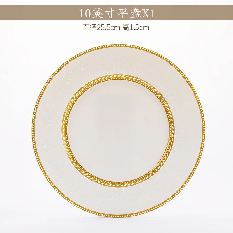 Bone China Bowl With Relief Rose And Gold Trim — White | KIMLUD