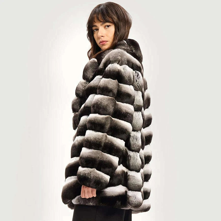 KIMLUD, Nature Rex Rabbit Fur Jackets For Womens Real Rex Rabbit Fur Coat With Lapel New Arrivals Real Rabbit Fur Jacket, KIMLUD Womens Clothes