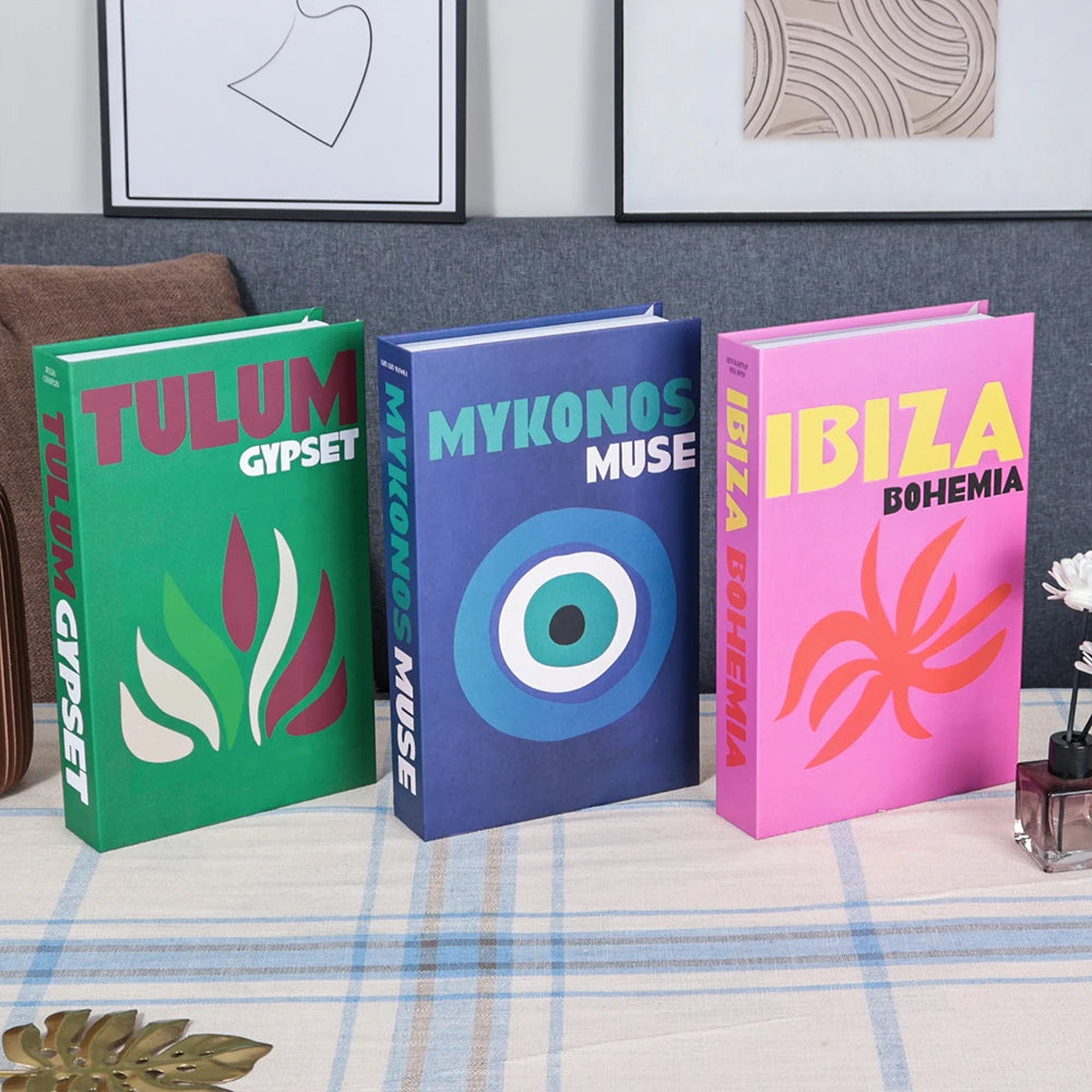 Foldable Faux Books Three-Piece Set for Couture Coffee Table Decor — Black | KIMLUD
