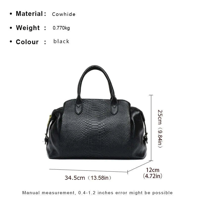 KIMLUD, Aidrani Light Luxury Genuine Leather Women's Bag with Crocodile Pattern Large Capacity Women's Handbag Black Commuter Multi func, KIMLUD Womens Clothes