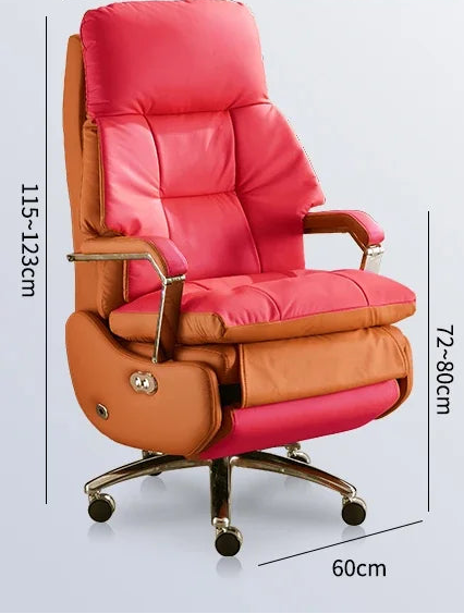 Genuine Leather Executive Chair Nordic With Ventilated Massage Function — Beige | KIMLUD