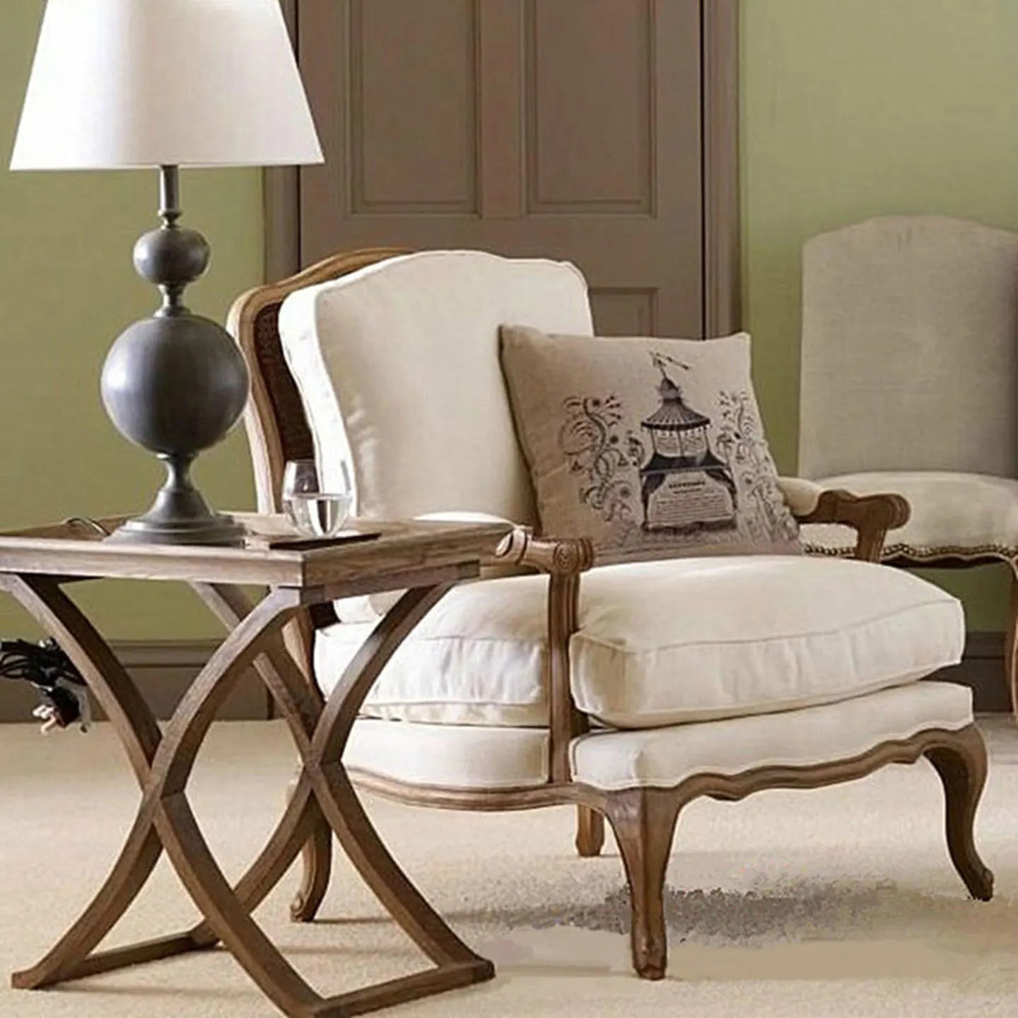 LXC solid wood braided rattan sofa chair retro old living room balcony single studio design sofa