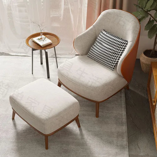 Velvet Nordic Lounge Chair With Cloud Cushion — Ivory | KIMLUD