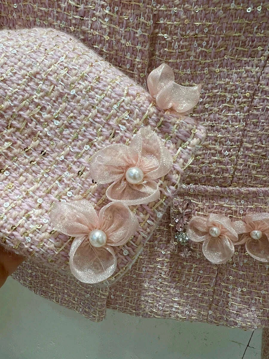 KIMLUD, 2024 autumn NEW Two Piece Set For Women Jacket Coat + short Skirt 2 piece sets women outfit conjuntos femininos elegantes, KIMLUD Womens Clothes