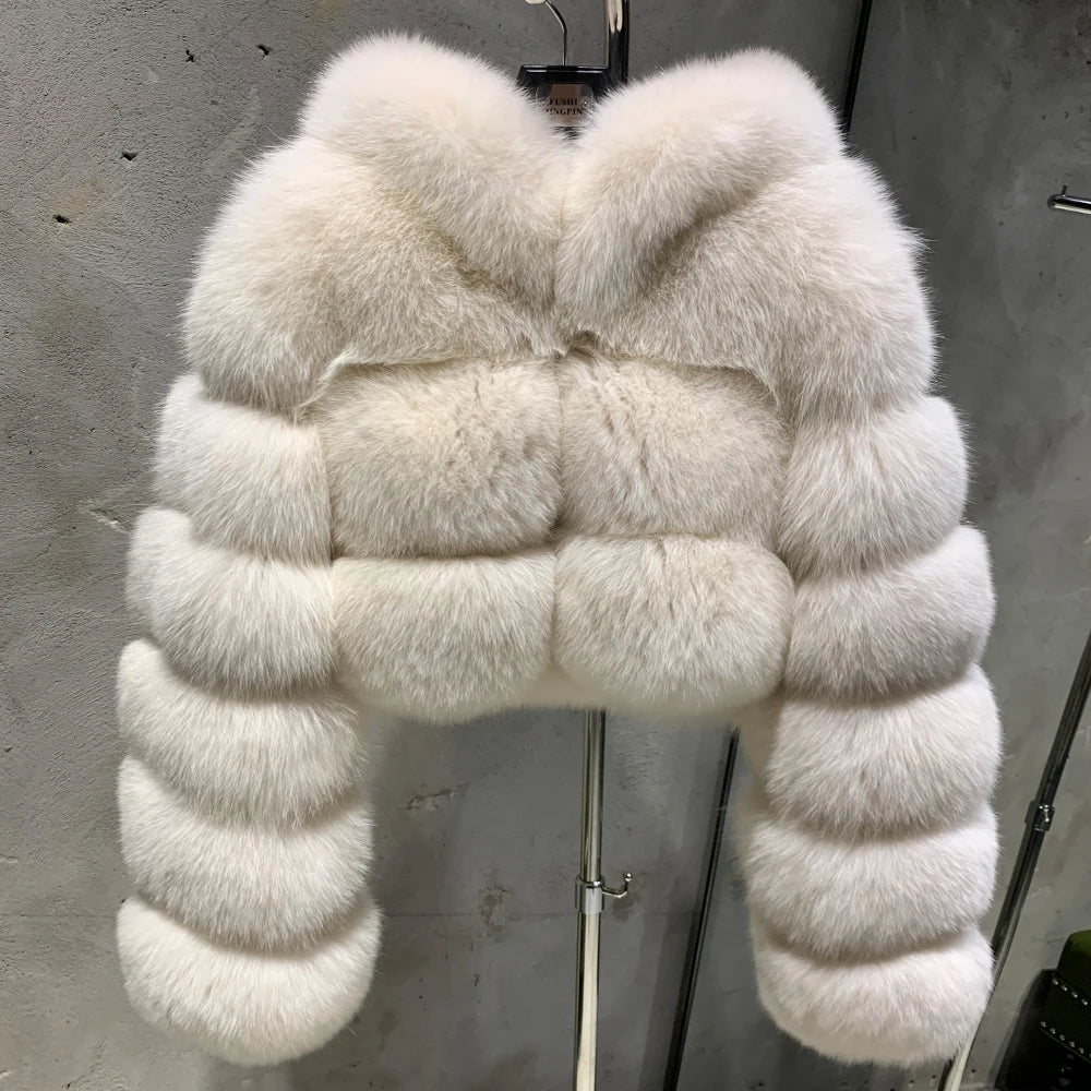 Women's Full Pelt Real Fox Fur Hooded Jackets, Long Sleeve Outwear, Winter Bomber, Female, 902