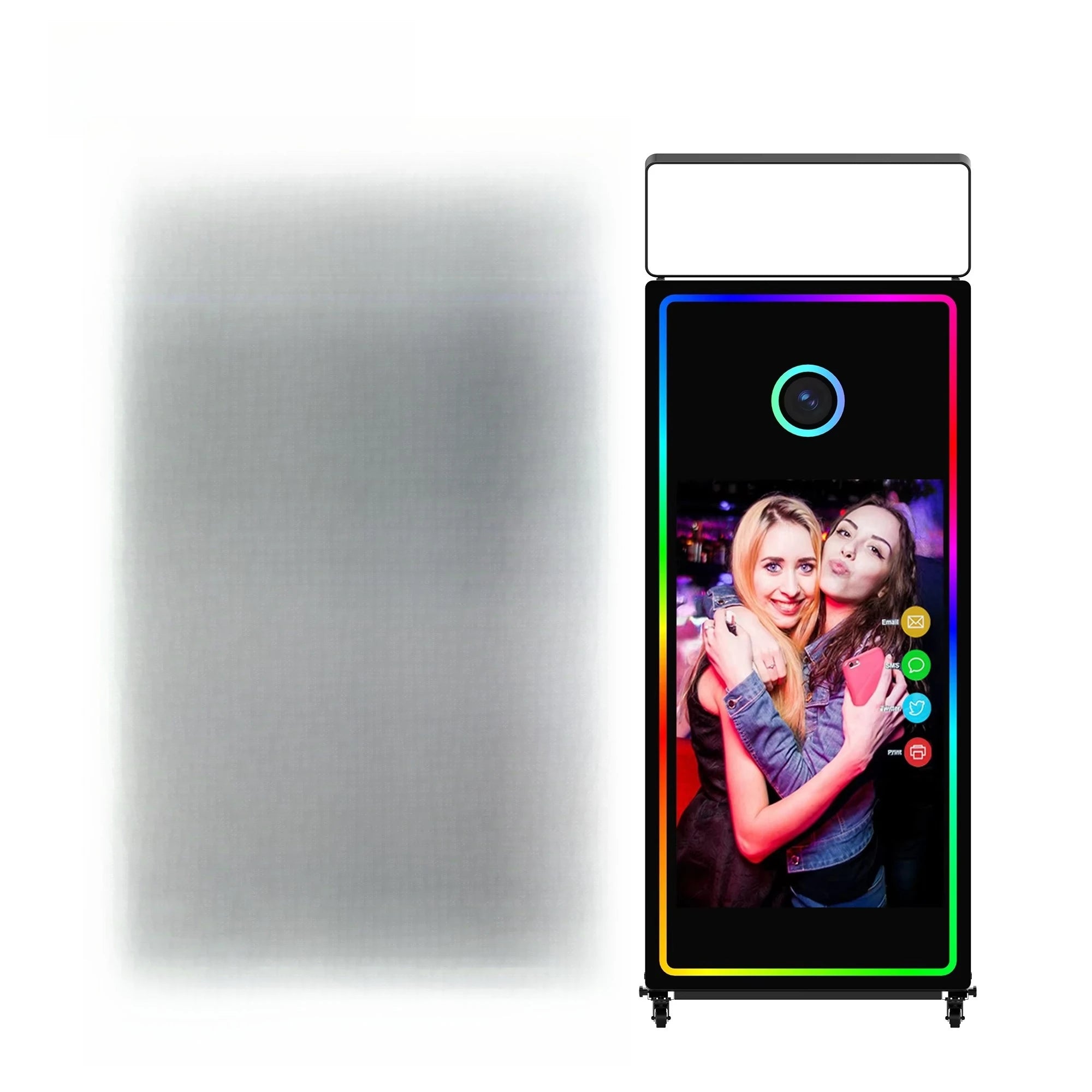Mirror photo booth, selfie luminous frame, portable touch screen, photo booth machine