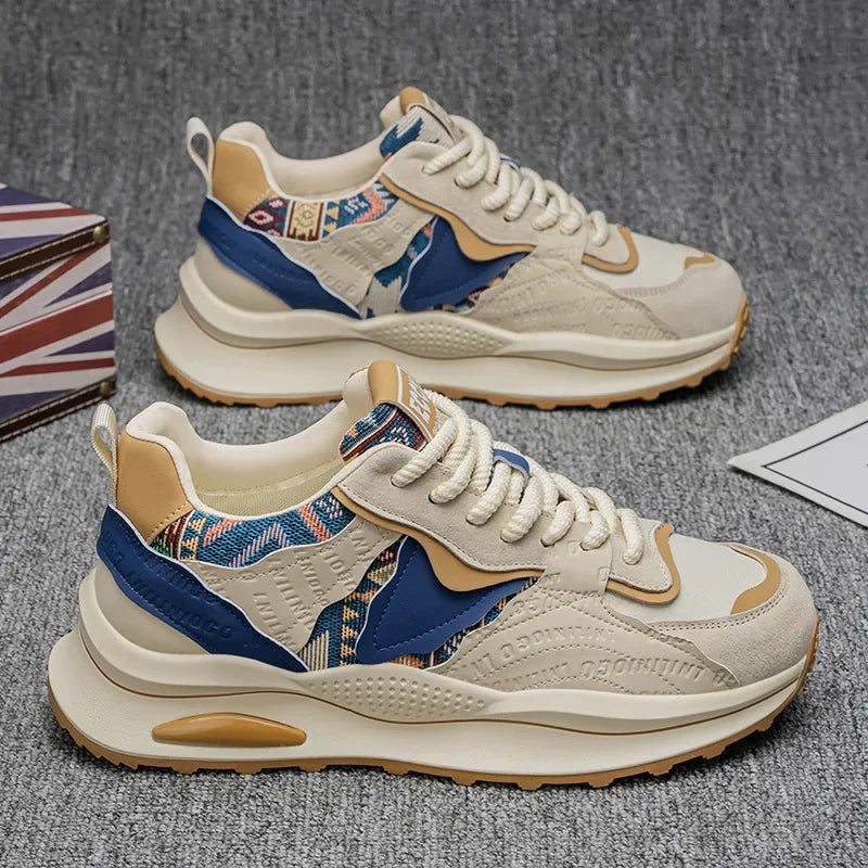 New Summer Men's Thick Bottom Heightening Dad Shoes Anti-slip Wear-resistant Sports Board Shoes Fashionable Casual Trendy Shoes