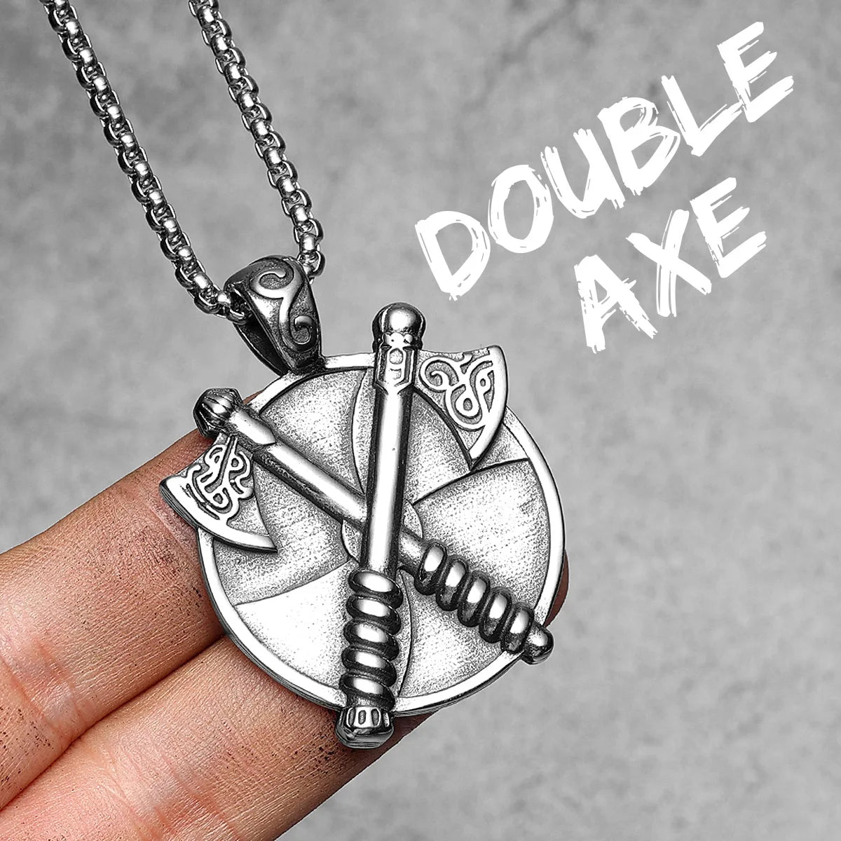 Double Axe Viking Men Necklaces With Pendant Stainless Steel Jewelry Nordic Totem For Male Women Punk Hip Hop Gifts Wholesale