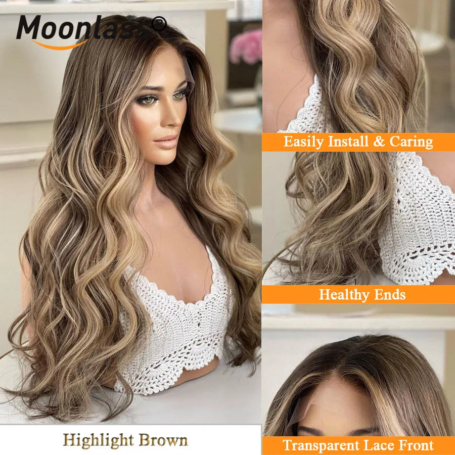 Remy Brazilian Hair Wig Wave Glueless 13x6 Lace Frontal — Ash Blonde | KIMLUD