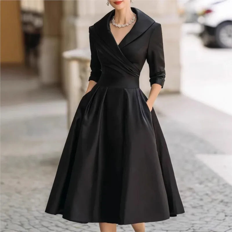 Women's Fashion Dress New Style V-neck Waist-hugging Makes You Look Slim And Elegant Long Sleeves Maxi Prom Dresses For Women