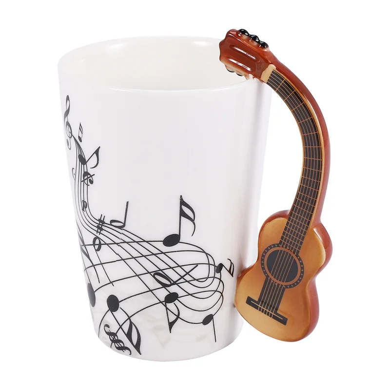 Ceramic Mug Guitar-Handle Novelty — White | KIMLUD