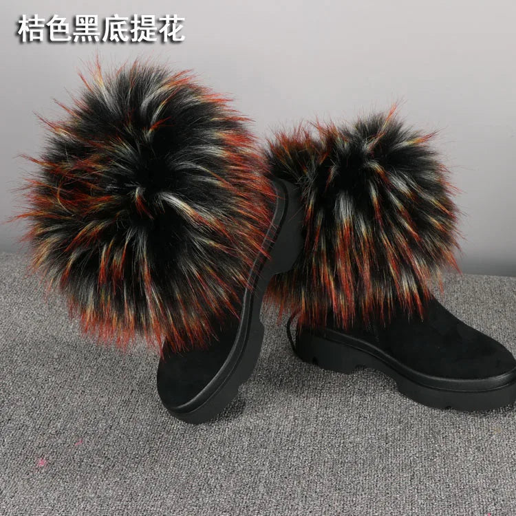 Faux Fur Boots Leg Warmer Cuffs Elastic DIY Accessory — Black | KIMLUD