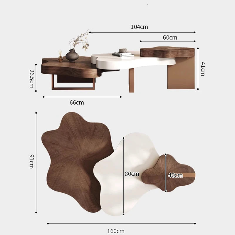Italian Style Coffee Table Rectangle — Walnut Ivory | KIMLUD