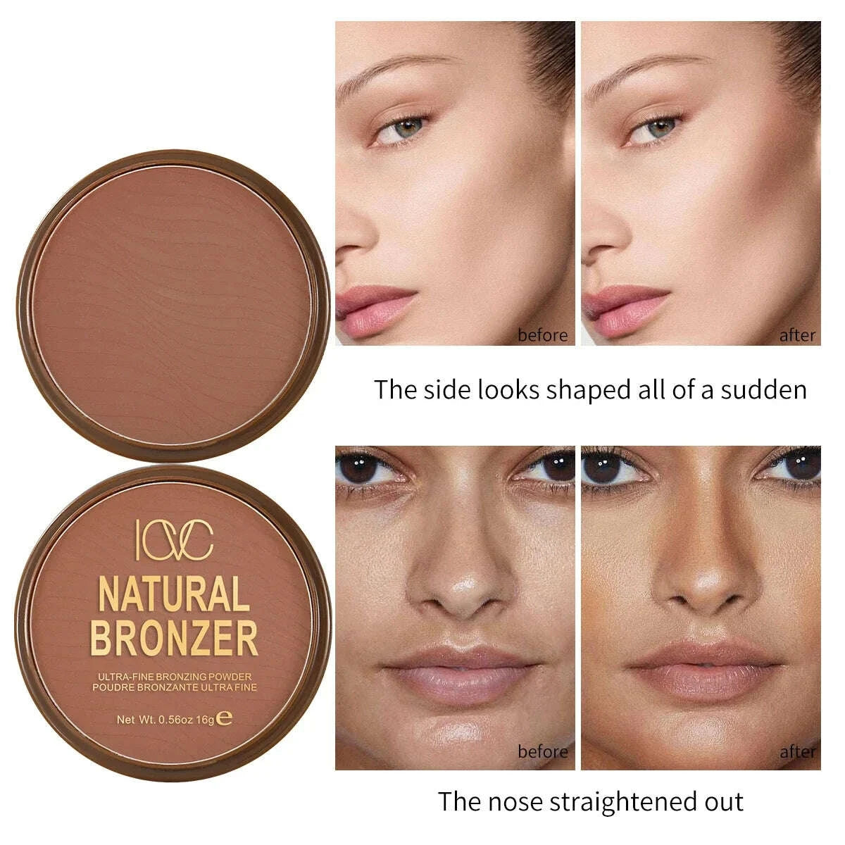 KIMLUD, Dark Skin Bronzer Contour Palette Matte Brown Nose Shadow Cheek Profile Powder Natural Face Modify Concealer Nude Makeup Setting, KIMLUD Womens Clothes