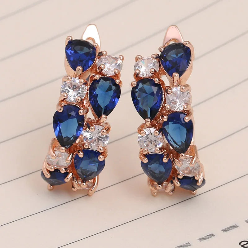 Semi-Precious Stone Stud Earrings Round — Silver | KIMLUD