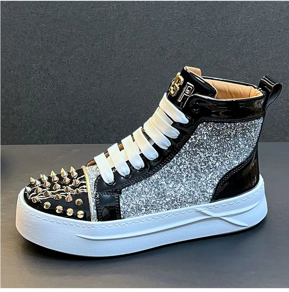 Men's Sneakers – Rhinestone Platform – Casual Silhouette | KIMLUD