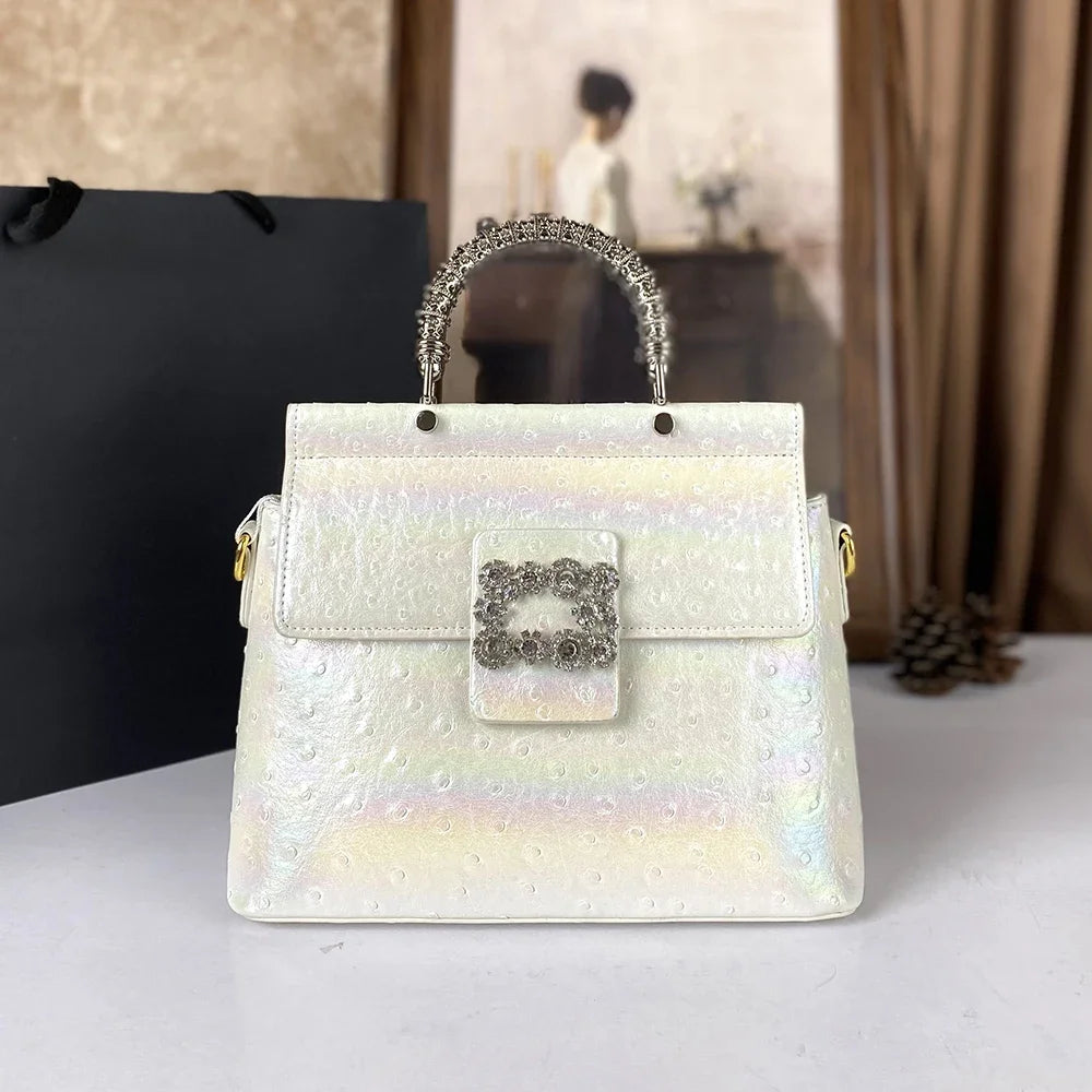PU Crossbody Bag Laser Light Finish — Black | KIMLUD