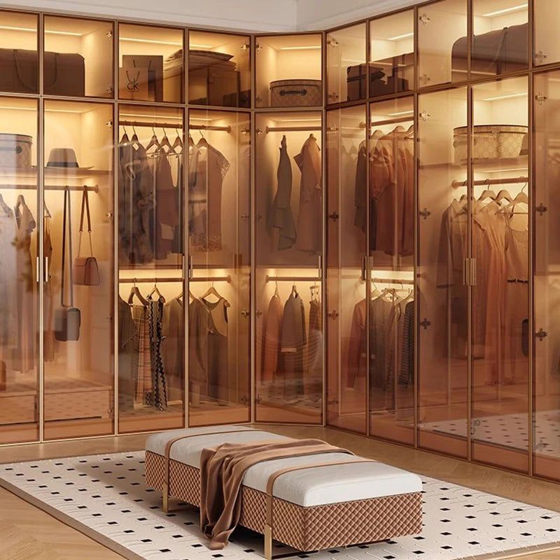 Fabric Open Closet Display Wooden Minimalist Modern Wardrobe Jewelry Cube Modular Wearable Storage Guarda Roupa Salon Furniture