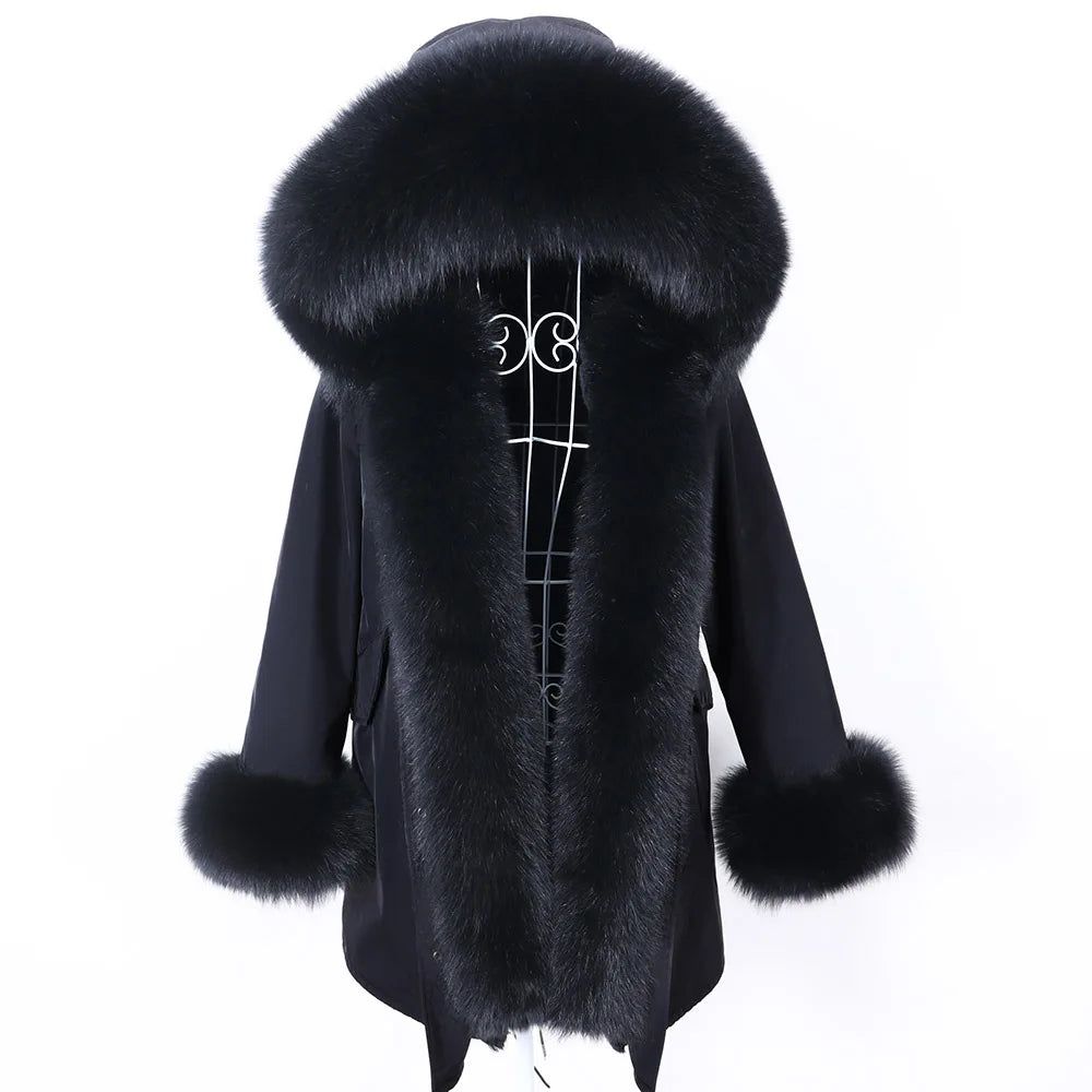 2023 Super Hot Winter Jacket Hooded Long Overcoat Parkas Female Clothes Removable Real Fox Fur Collar Coats Woman