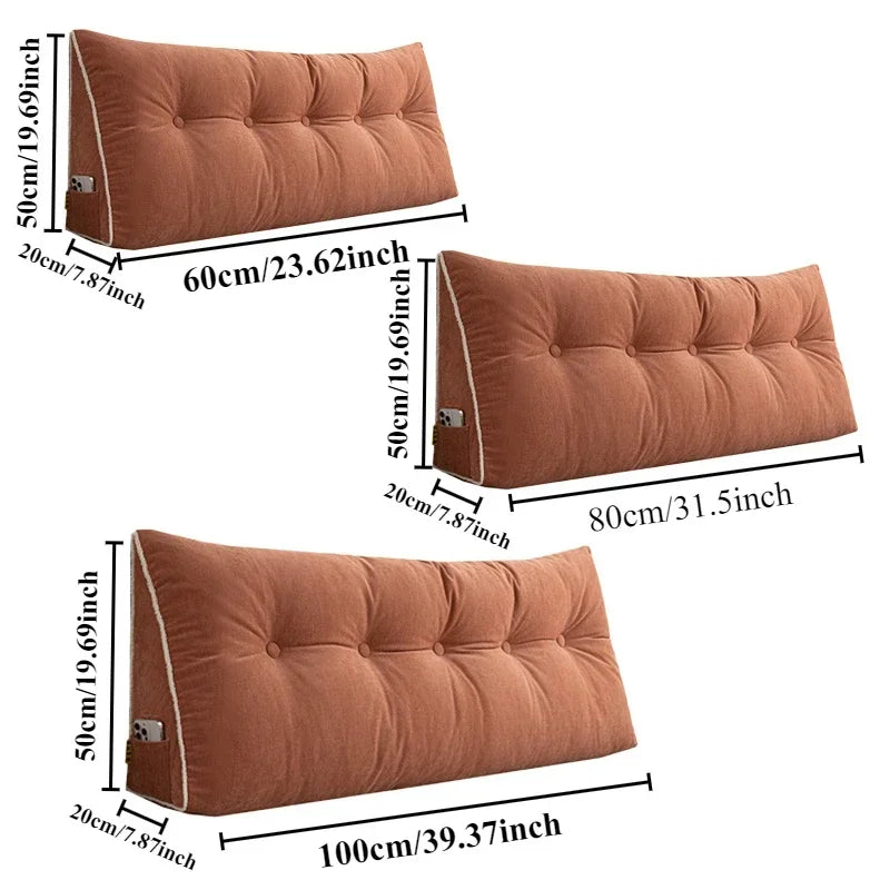 Headboard Pillow Triangle Cushion Backrest Sofa Waist Cushion Wedge Sleeping Pillow for Decorative Pillows for Bed Removable