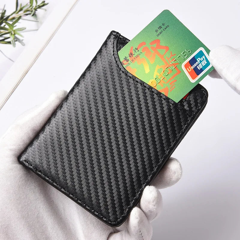 Portable Carbon Fiber Super Slim Soft Wallet PU Leather Mini Credit Card Purse Card Holder Men Wallet Thin Small Short Money Bag