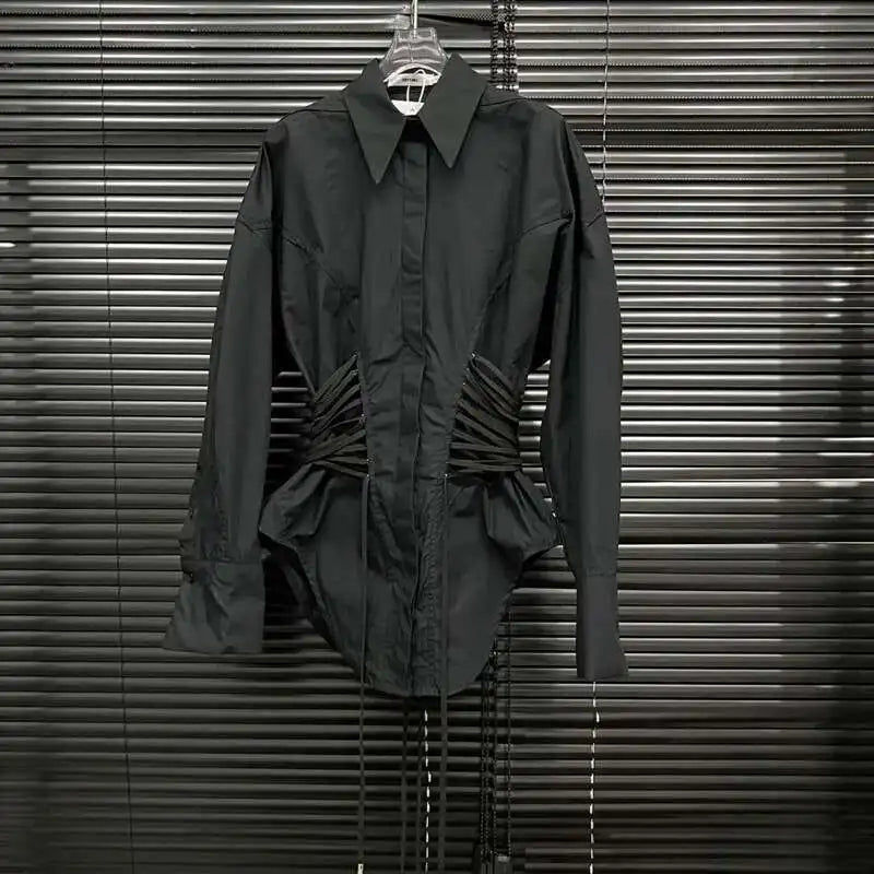 Long Sleeve Shirt – Waist Strap – Loose Silhouette | KIMLUD