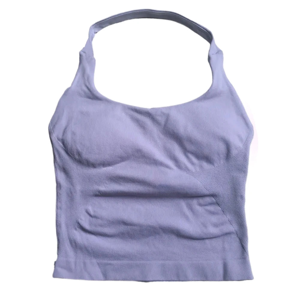 Padded Sports Bra – Backless Strappy – Halter | KIMLUD