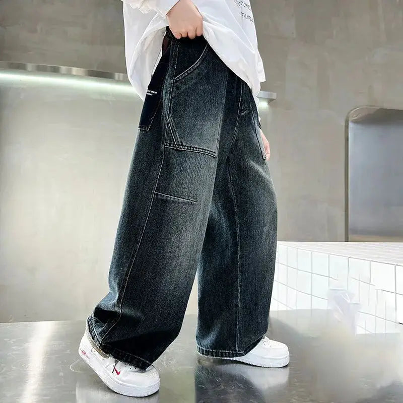 Boys' pants in spring and autumn, middle-aged and middle-aged, boys' jeans, handsome and versatile, boys' pants, casual