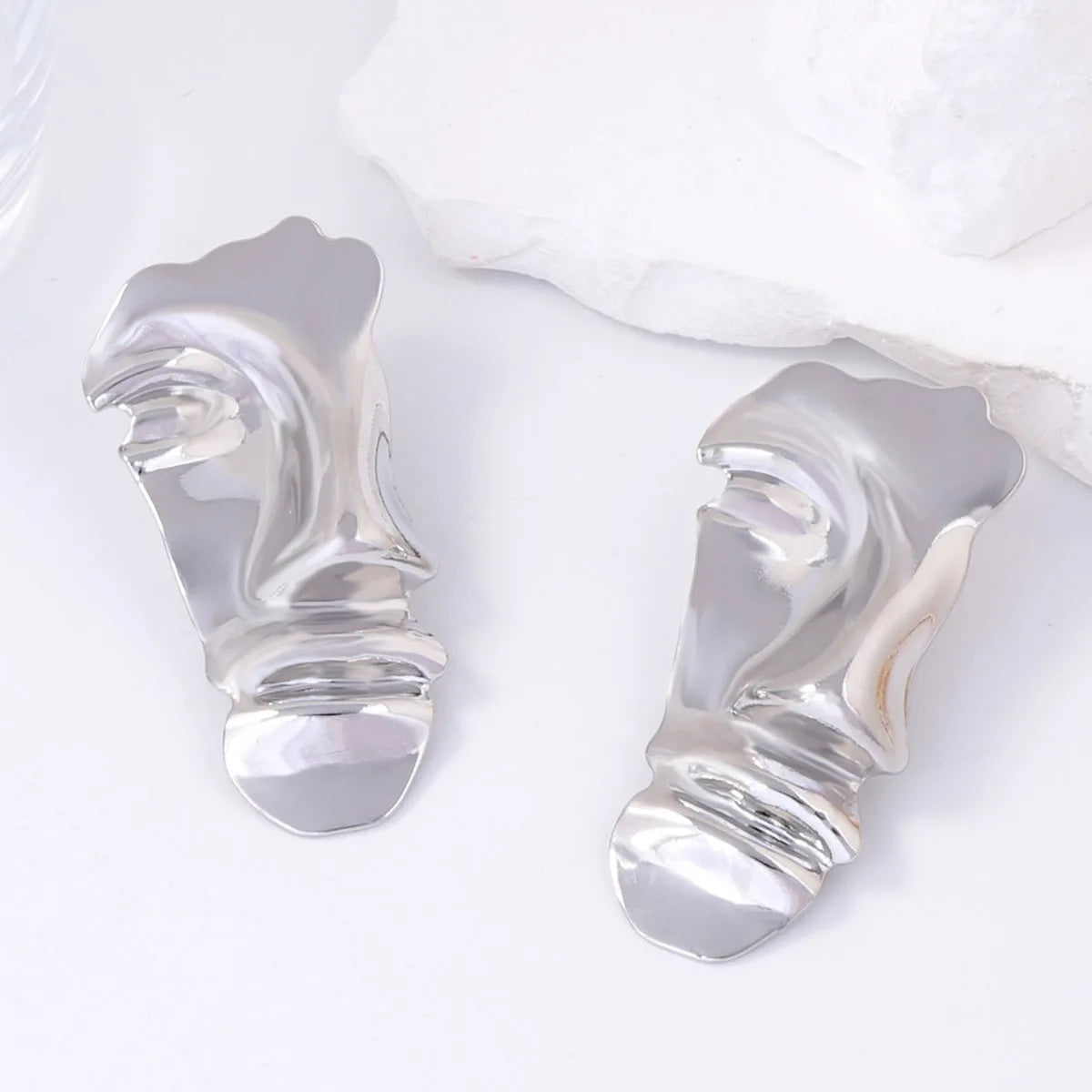 Geometric Earrings Face Geometry Cubic Zirconia Zinc Alloy Silver | KIMLUD