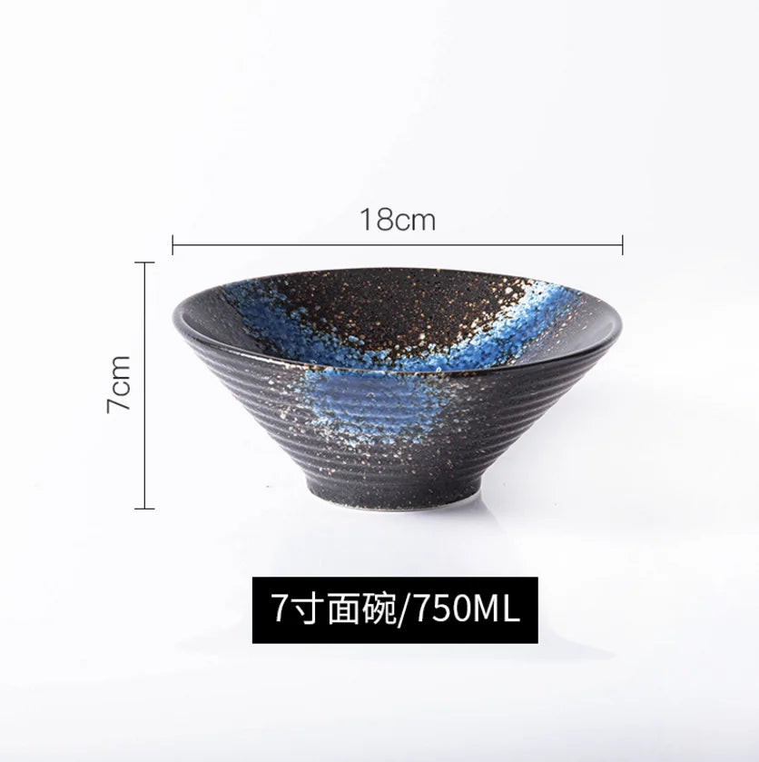 Porcelain Ramen Bowl Japanese Tableware — Deep Black | KIMLUD
