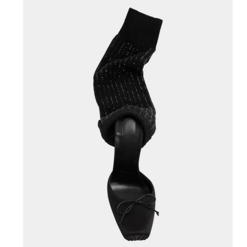 Knee-High Boots High-Heeled Square-Toe — Multicolor | KIMLUD