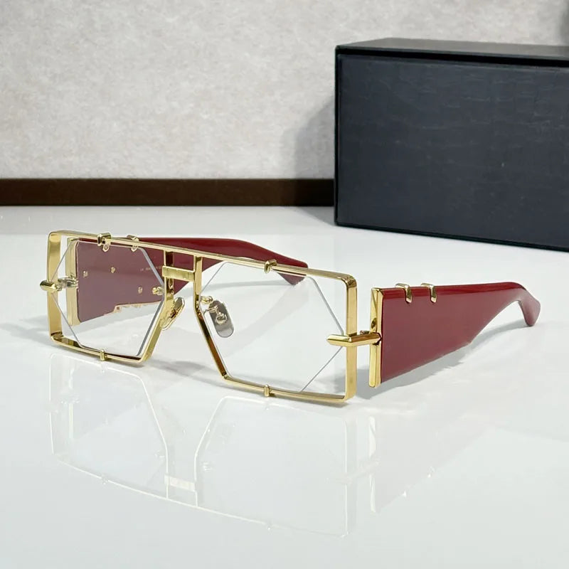 Metal Hexagon Sunglasses With Acetate Frame — Tortoiseshell Brown | KIMLUD