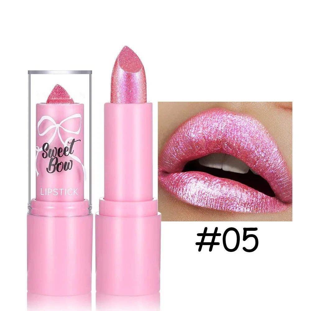 Metallic Lip Gloss Glitter Glaze Waterproof Long-Lasting — Bright Red | KIMLUD