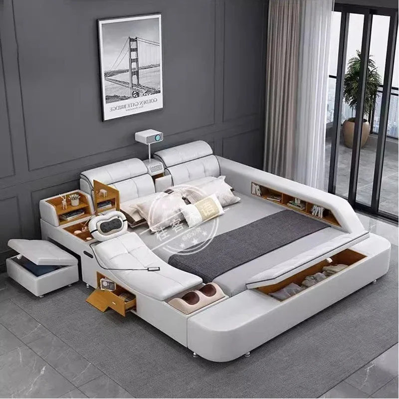 Double Smart Bed Modern Storage Queen Multifunctional Beauty Luxury Bed Sun Princess Sex Sleeping Camas De Casal Home Furniture