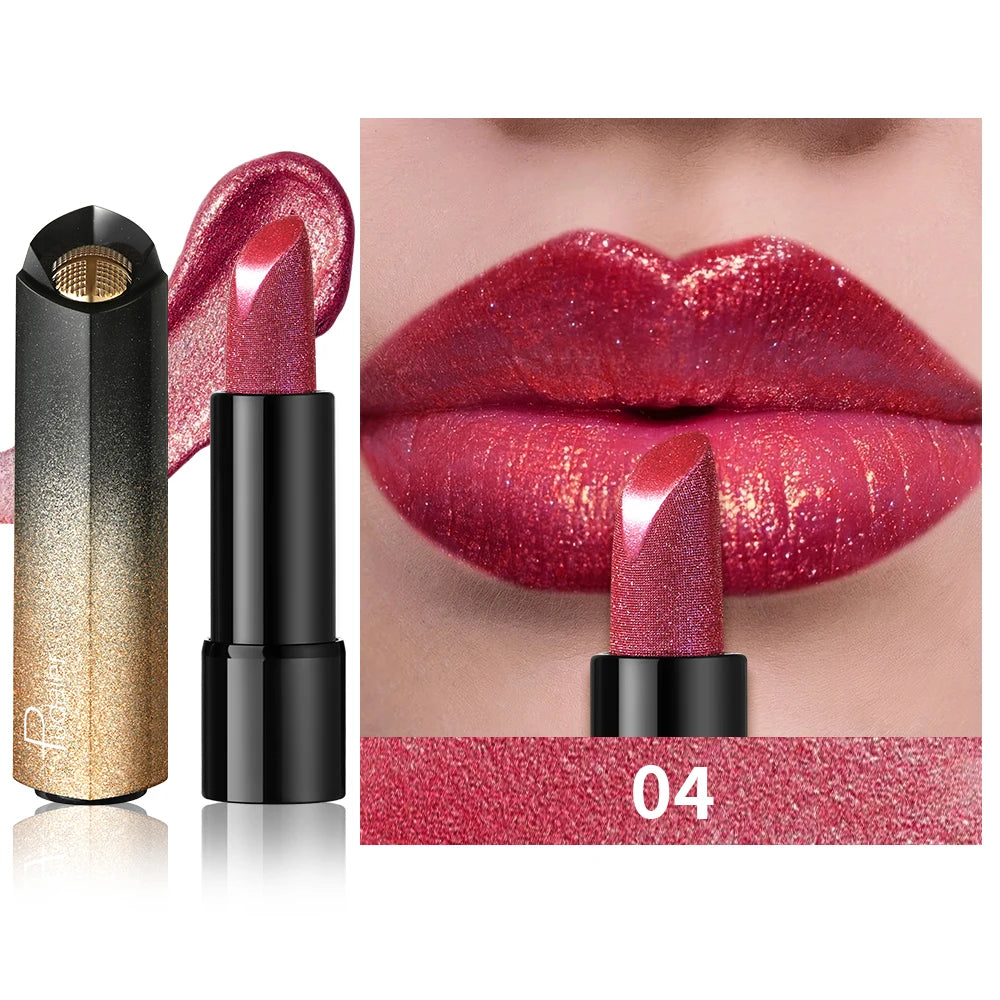 Metallic Shimmer Lipstick Creamy Pigment — Rose Pink Glitter Shine | KIMLUD