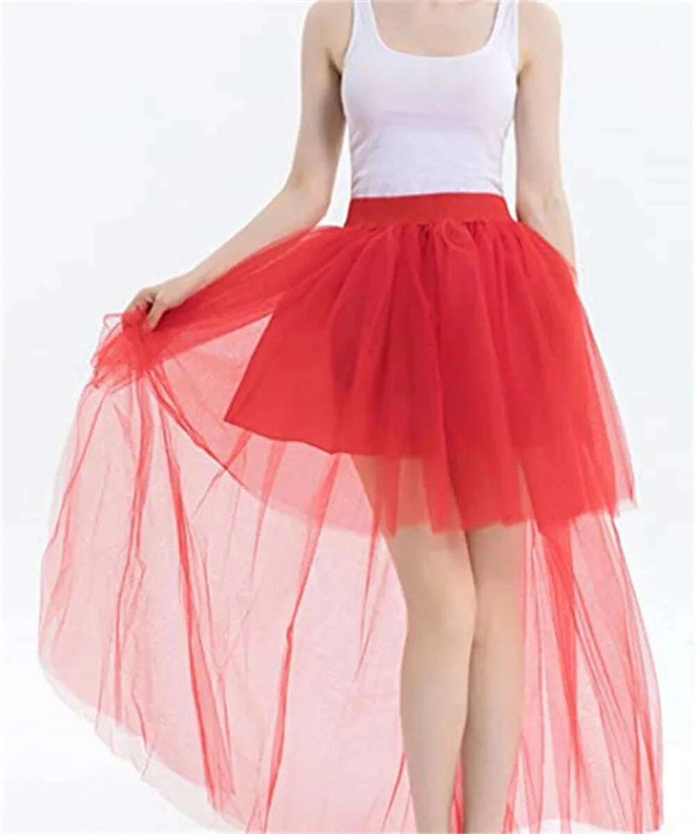 KIMLUD, MisShow Hi-Lo Gothic Punk Tutu Skirt Soft Tulle Elastic Waist High Low Mesh Net Halloween Cosplay Costume Maxi Women Dress, KIMLUD Womens Clothes