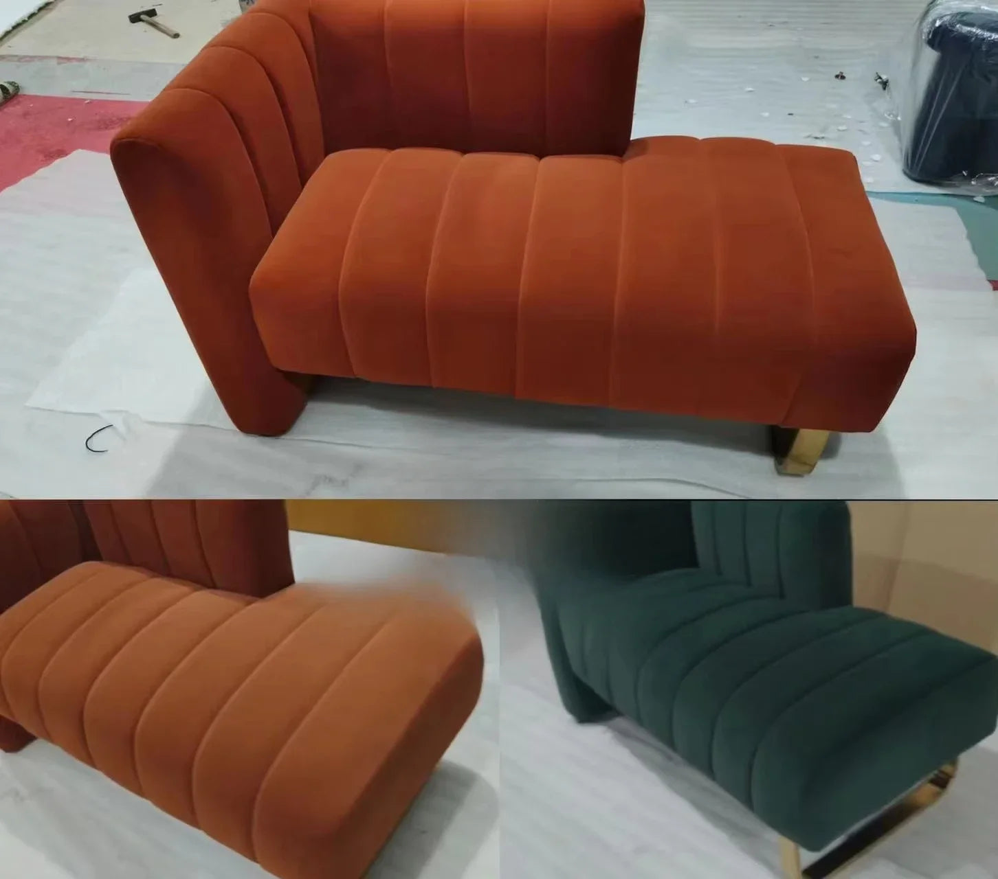 A Hot Selling Modern Luxury Bed Stool Gold Metal Leg Upholstered Velvet Bed End Bench Ottoman Bedroom Set