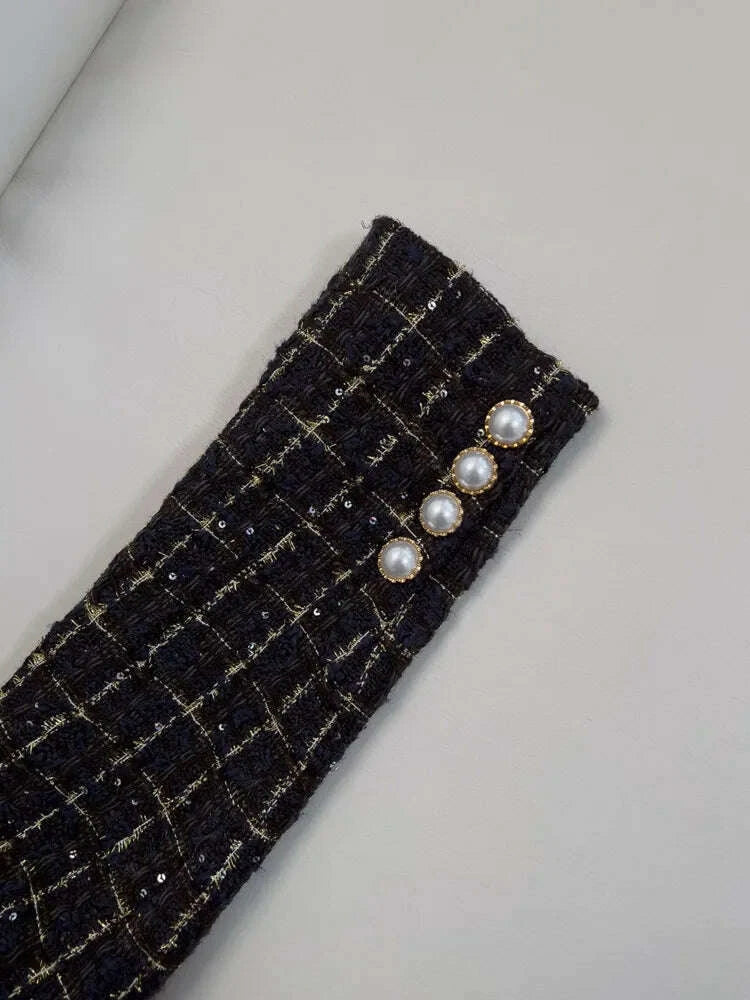 KIMLUD, IEQJ Fashion Autumn Winter Evening Dress Women O-Neck Long Sleeves Single-breasted Zipper Cotton Tweed Umbrella Dresses New, KIMLUD Womens Clothes