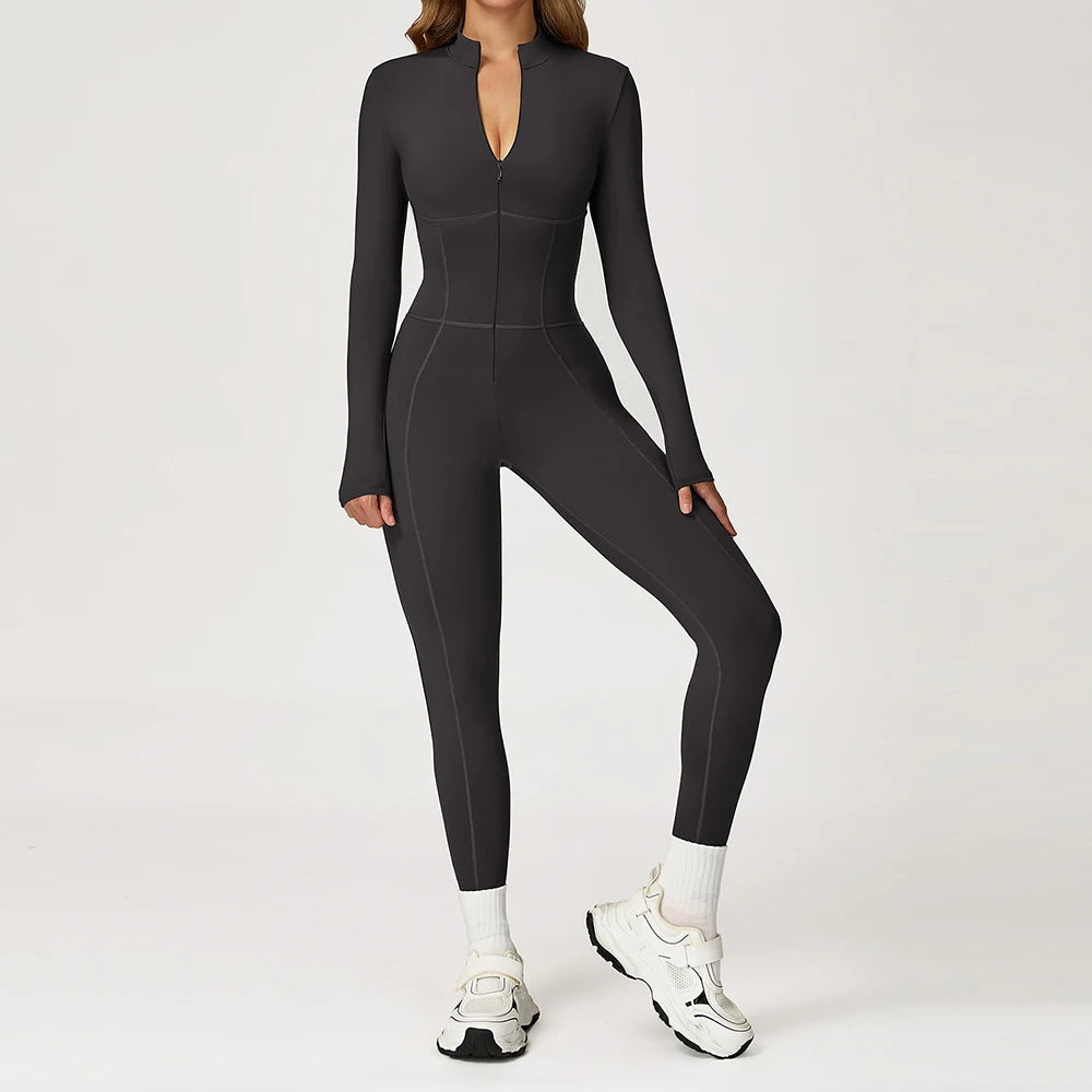 Velvet Yoga Jumpsuit Fitness Set Sports Jumpsuits Gym Clothing Set Long-Sleeved Warm Bodysuit Women Outfit Push-up Activewear