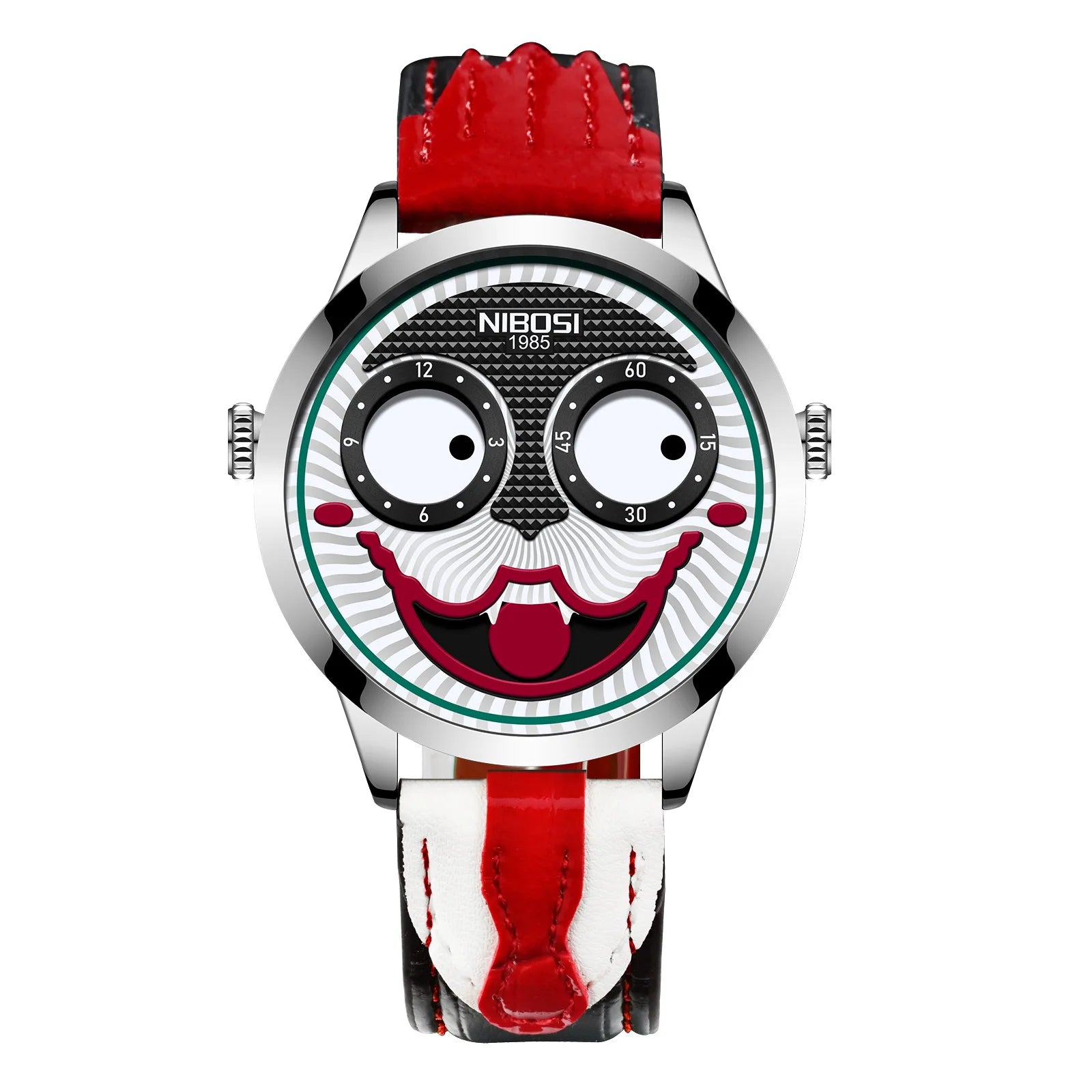 Quartz Watches For Men Clown Dial Fashion Creative Design Waterproof Clock Leather Strap Men Watch Часы Мужские Наручные Reloj