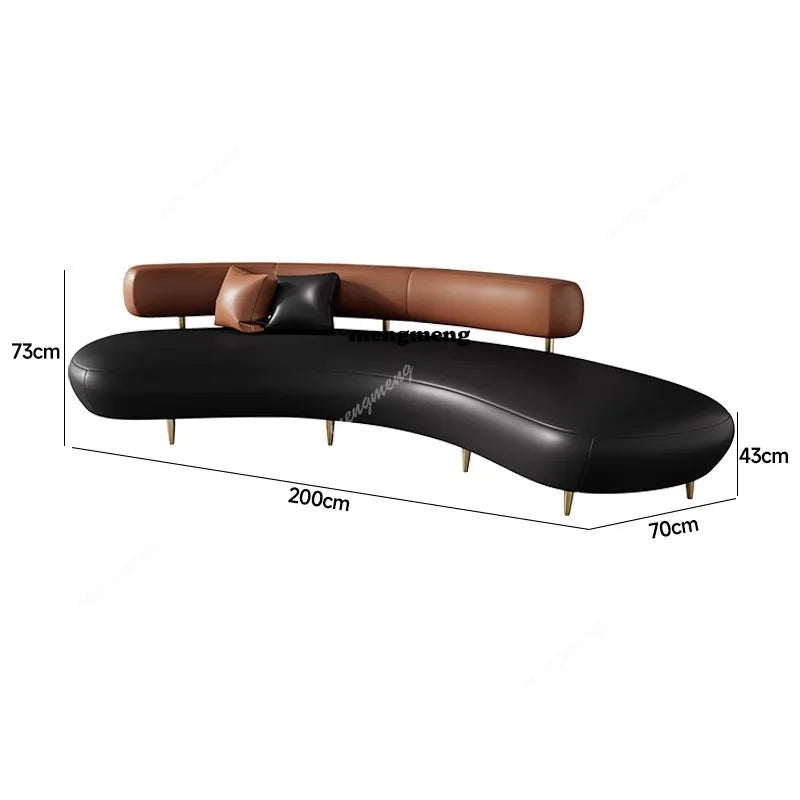 Round-Curved Composite Fabrics Sofa Set With Armchair — Black | KIMLUD